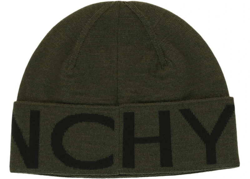 Givenchy Givenchy Jacquard Logo Beanie Khaki Multi outlook
