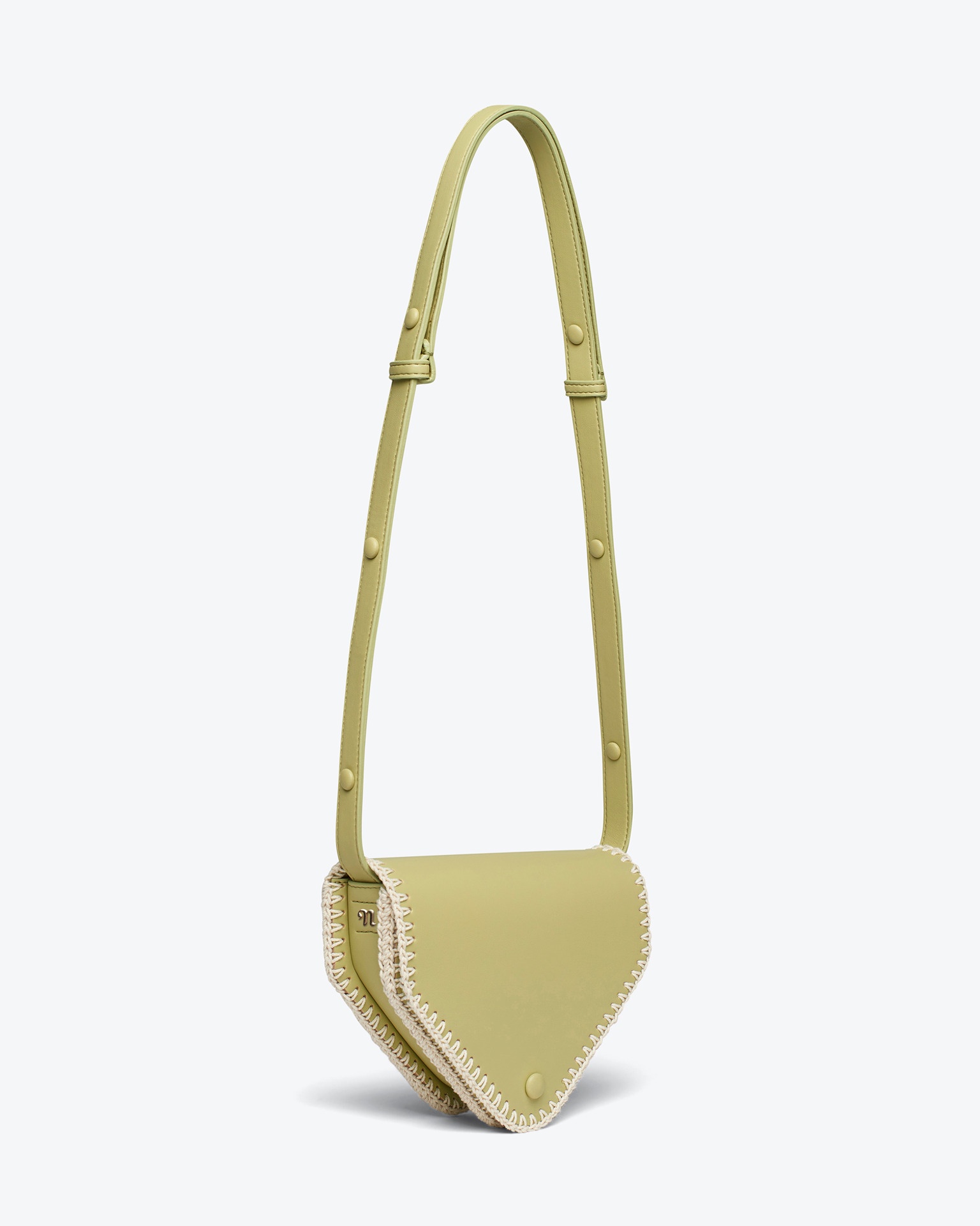 THE TRIANGLE BAG MINI - Patent alt-nappa shoulder bag - Lime/creme - 3