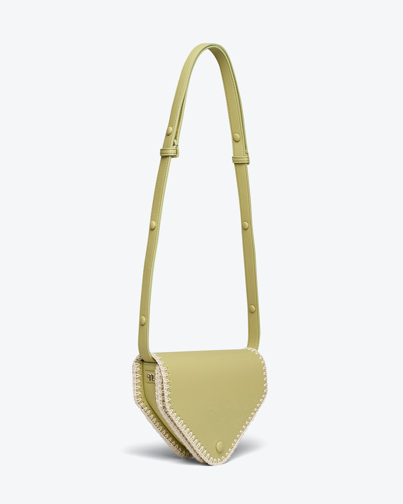 THE TRIANGLE BAG MINI - Patent alt-nappa shoulder bag - Lime/creme 3