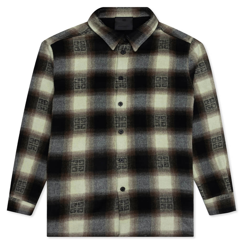 GIVENCHY CLASSIC FIT ALL OVER PRINT L/S OVERSHIRT - KHAKI/BLACK - 1