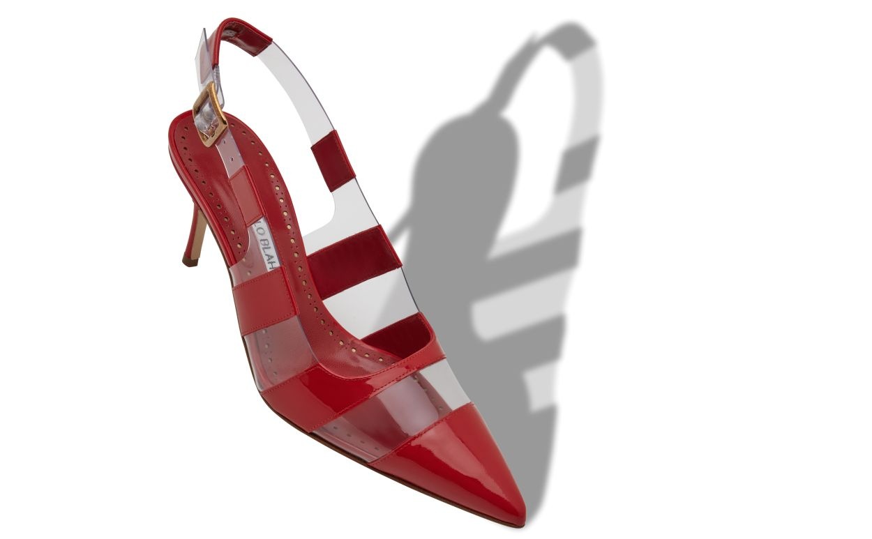 Dark Red Patent Leather Slingback Pumps - 2