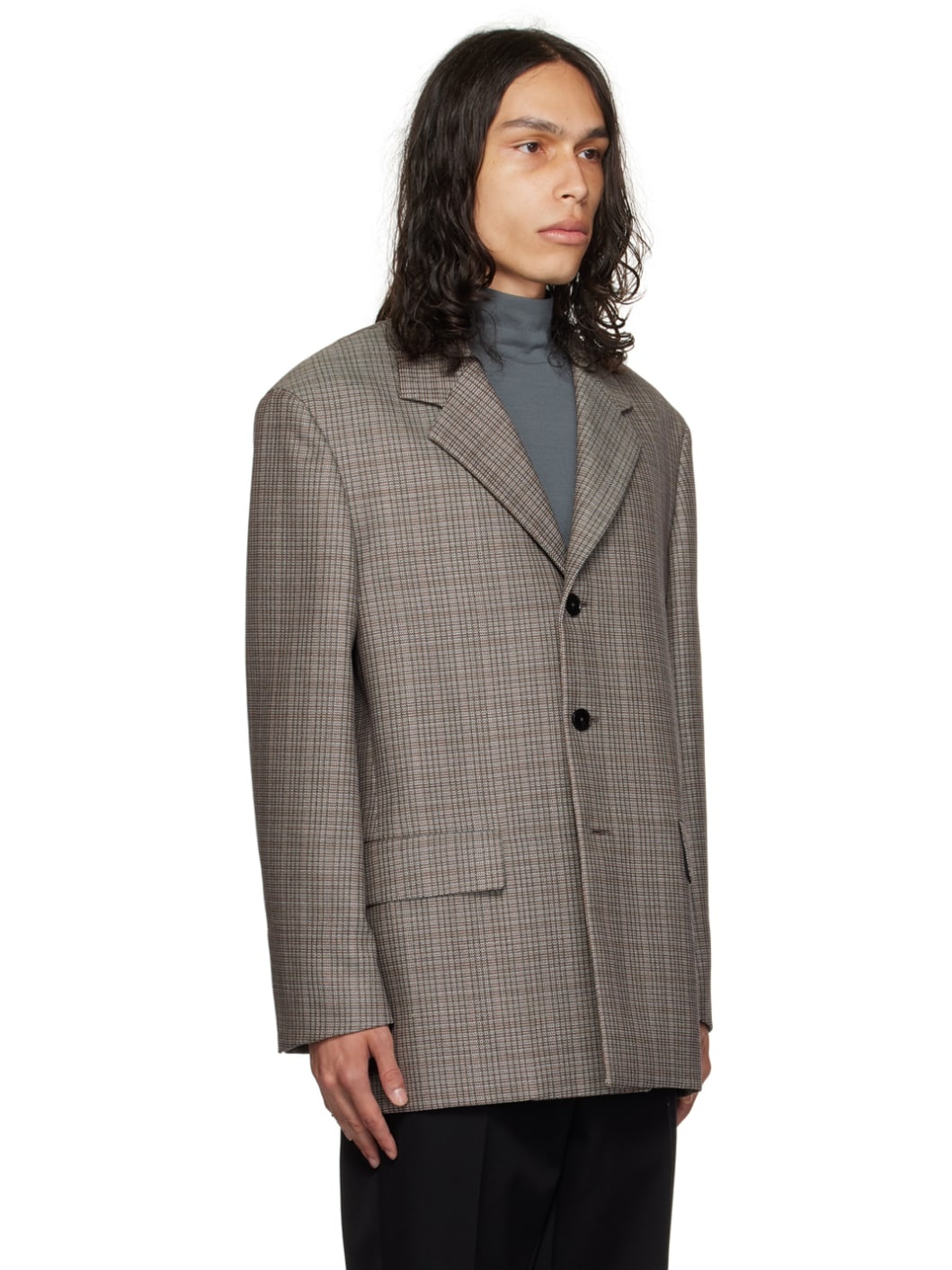 Gray Check Blazer - 2