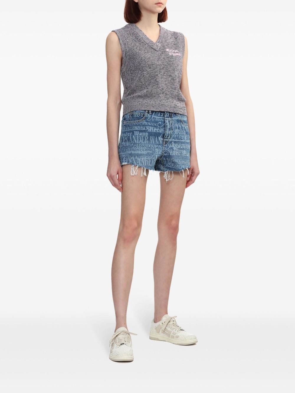 Handwriting logo-embroidered knitted vest - 2