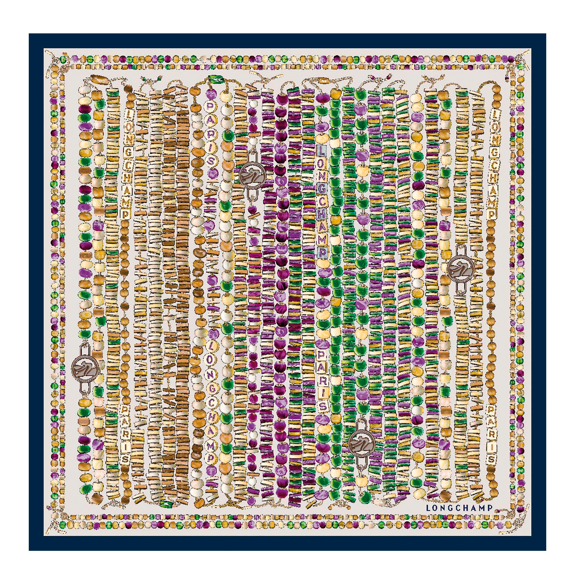 Pearl necklace Silk scarf 50 Navy - OTHER - 1