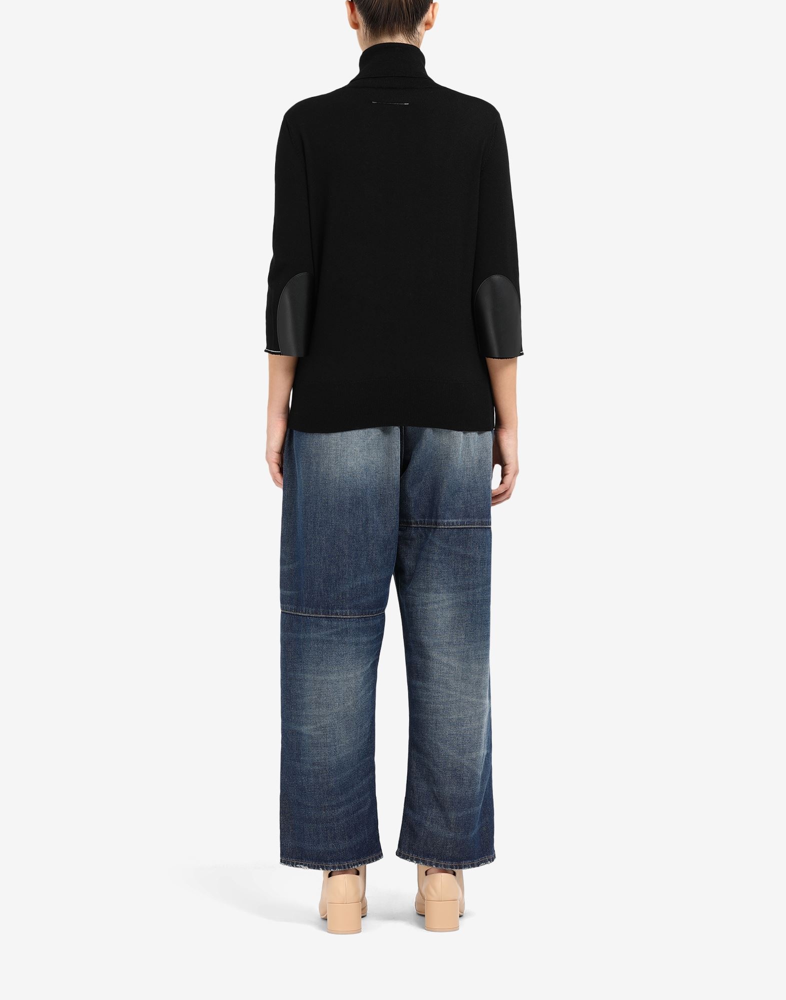 Cropped elbow patch sweater - 4