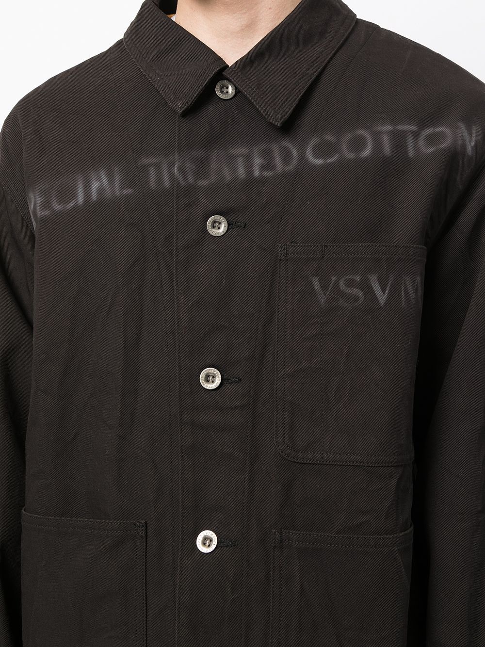 logo-print crinkle-effect shirt jacket - 5