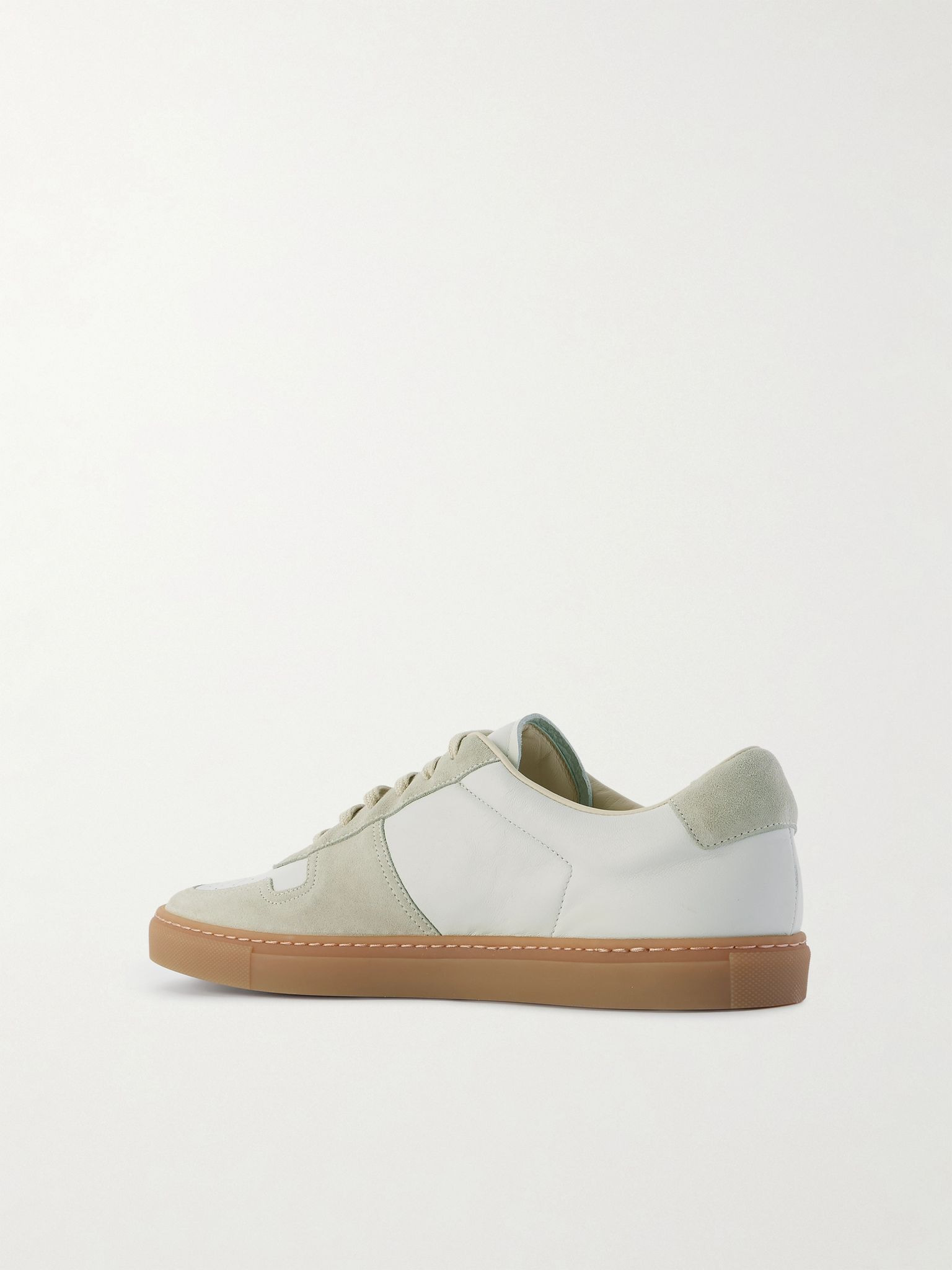 Bball Suede-Trimmed Leather Sneakers White - 4
