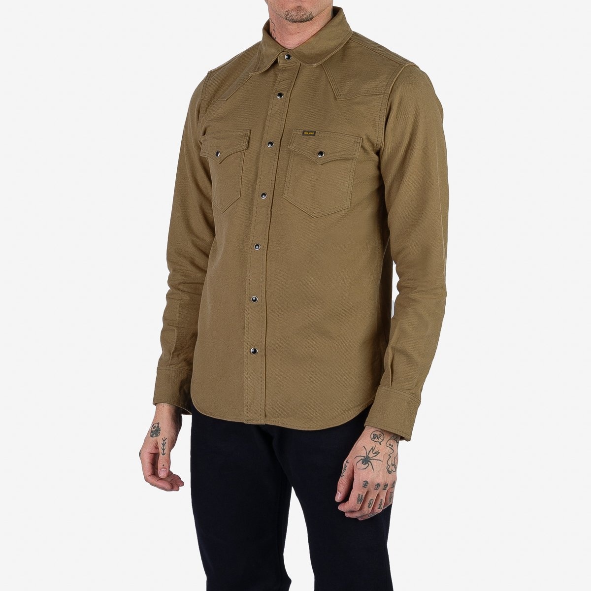 IHSH-235-BRN 13oz Military Serge Western Shirt - Brown - 2