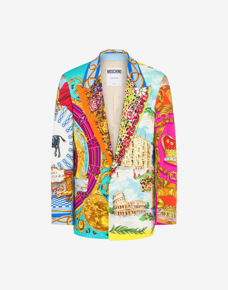 SCARF PRINT BULL JACKET 1