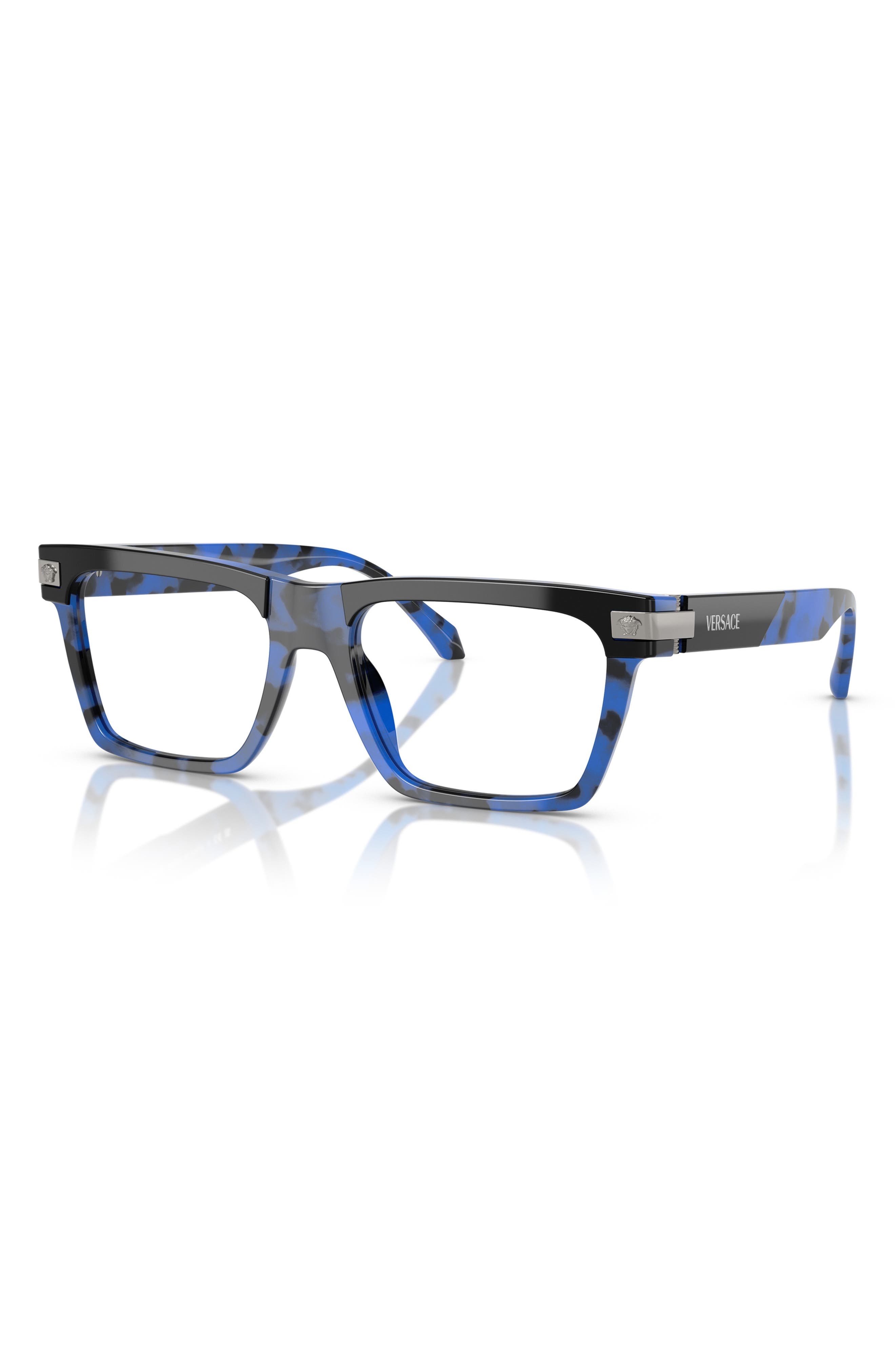 Versace 55mm Rectangle Optical Glasses in Blue Havana at Nordstrom - 2
