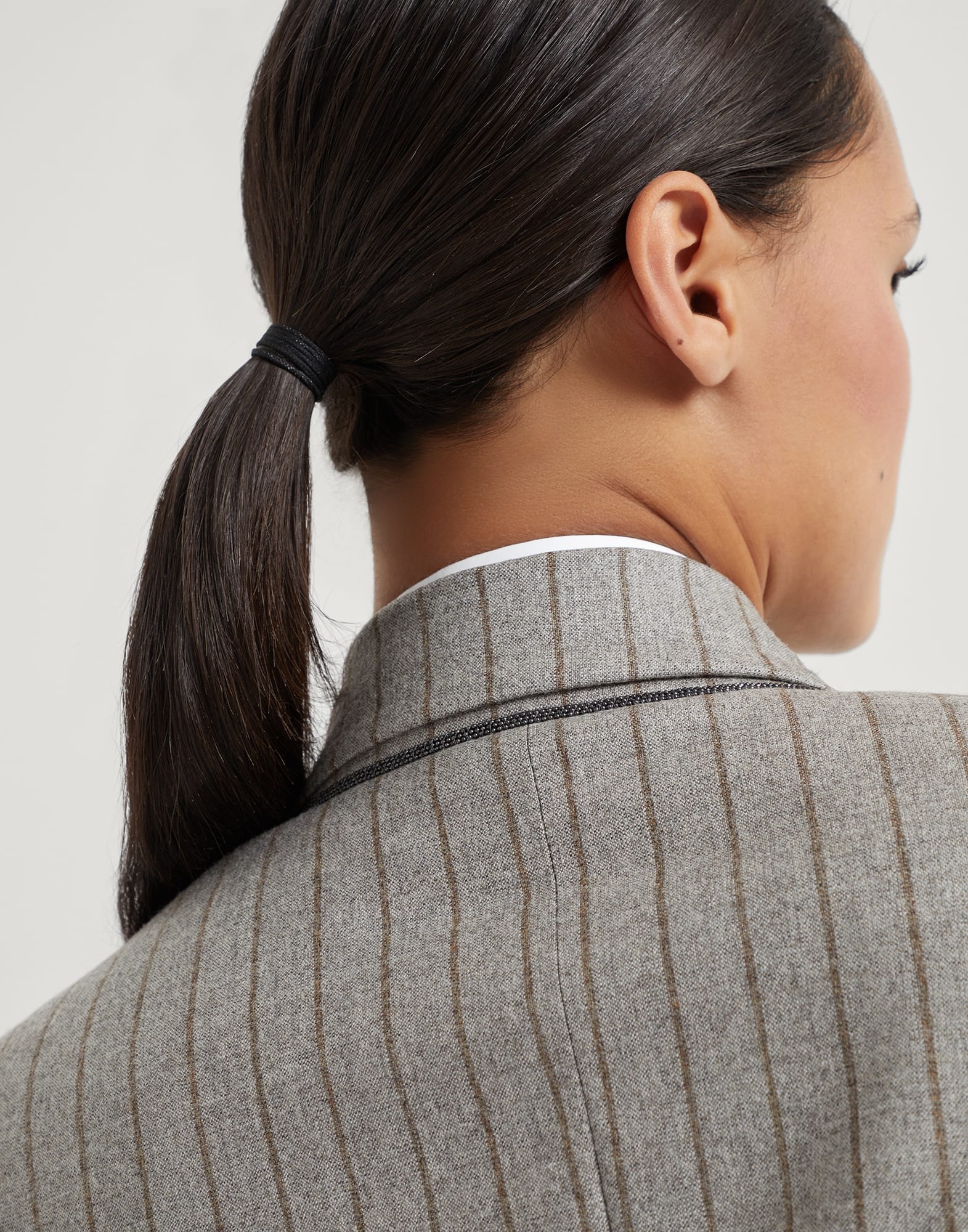 Virgin wool mouliné chalk stripe blazer with monili - 3