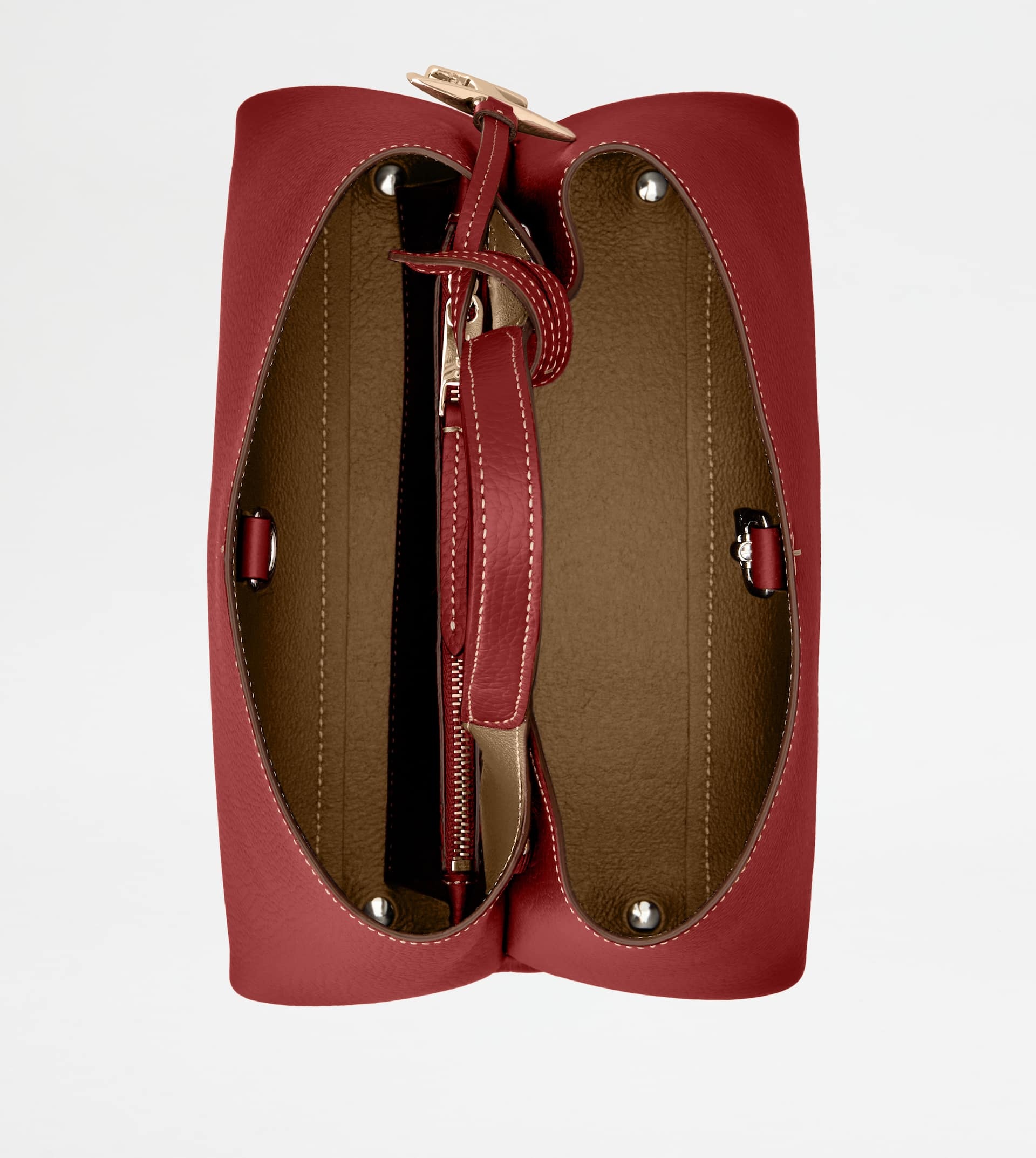 BAG IN LEATHER MICRO - RED, BROWN - 3