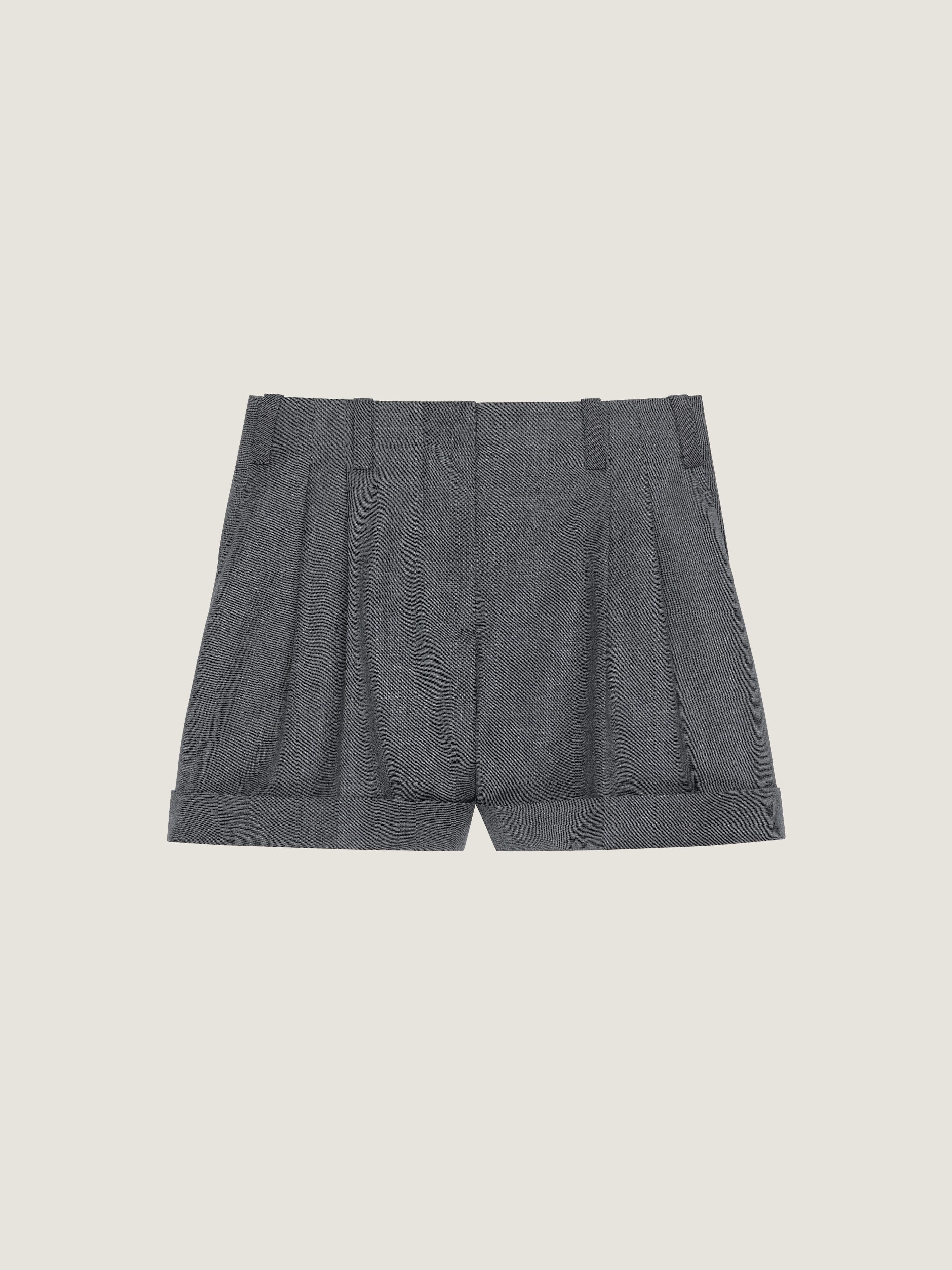 DOUBLE PLEAT SHORTS IN WOOL - 1