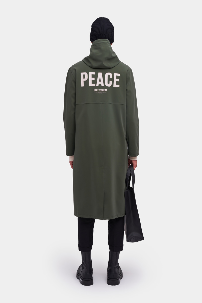 Stockholm Long Matte Print Raincoat Dark Green 4