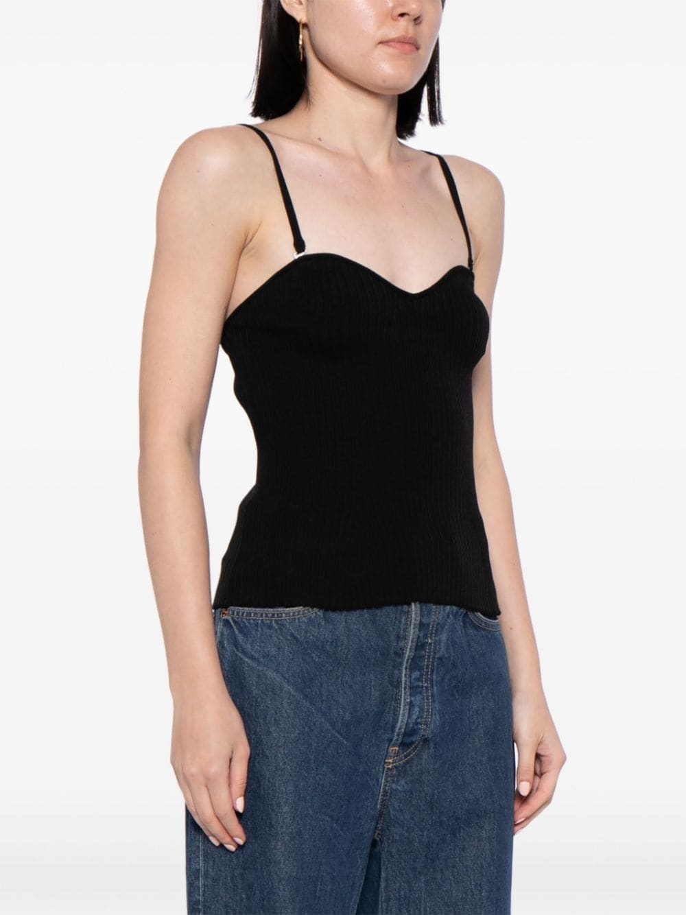 sweetheart-neck ribbed tank top - 3