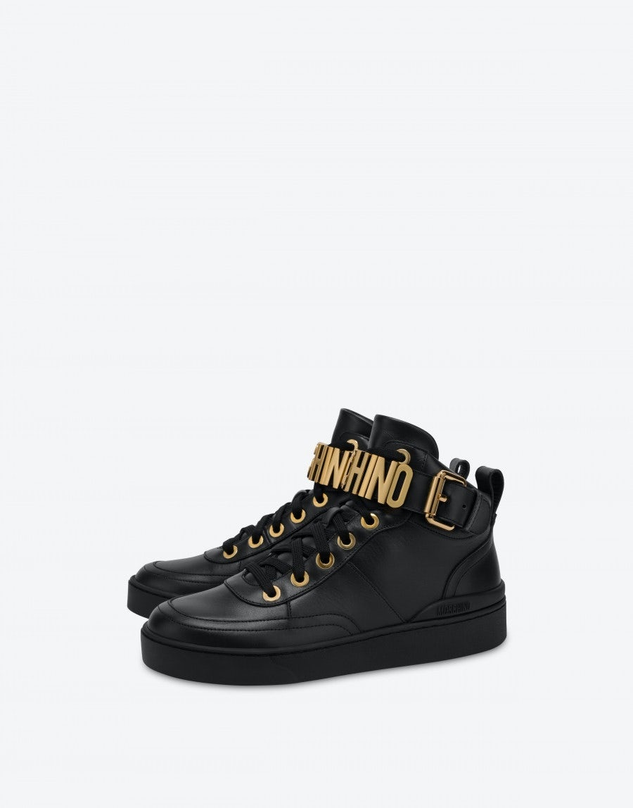 LETTERING LOGO CALFSKIN HIGH-SNEAKERS - 1