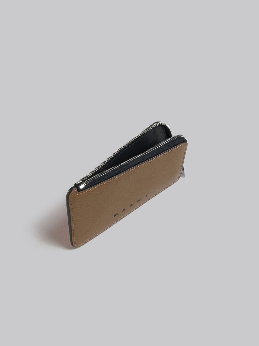 ORANGE AND BROWN SAFFIANO LEATHER ZIP-AROUND CARD CASE - 2