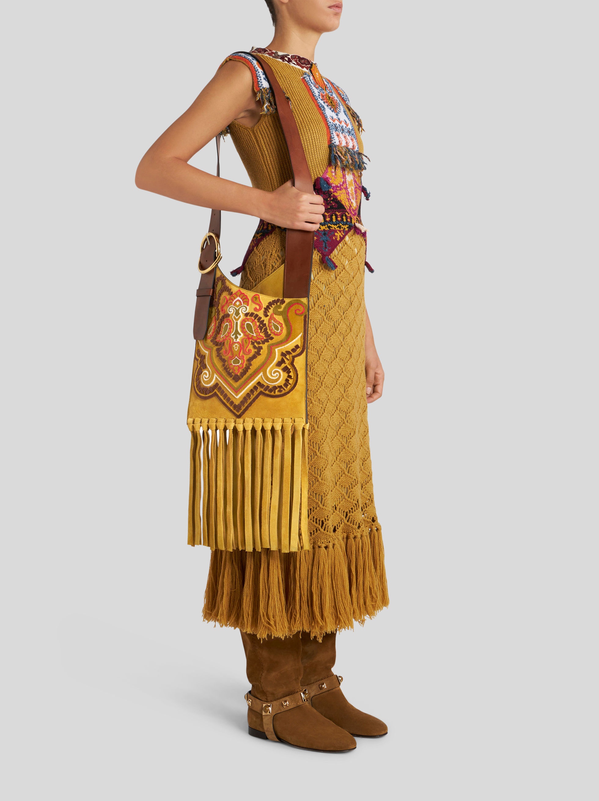 LARGE PAISLEY CROSSBODY BAG WITH FRINGE - 2