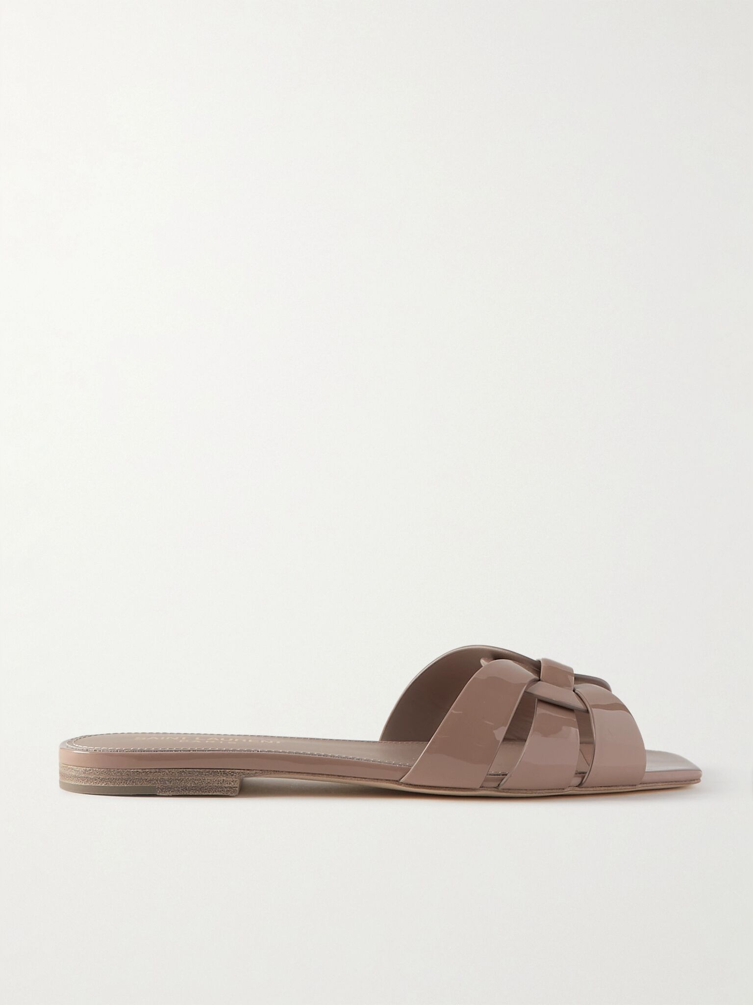 Tribute woven patent-leather slides Beige - 1