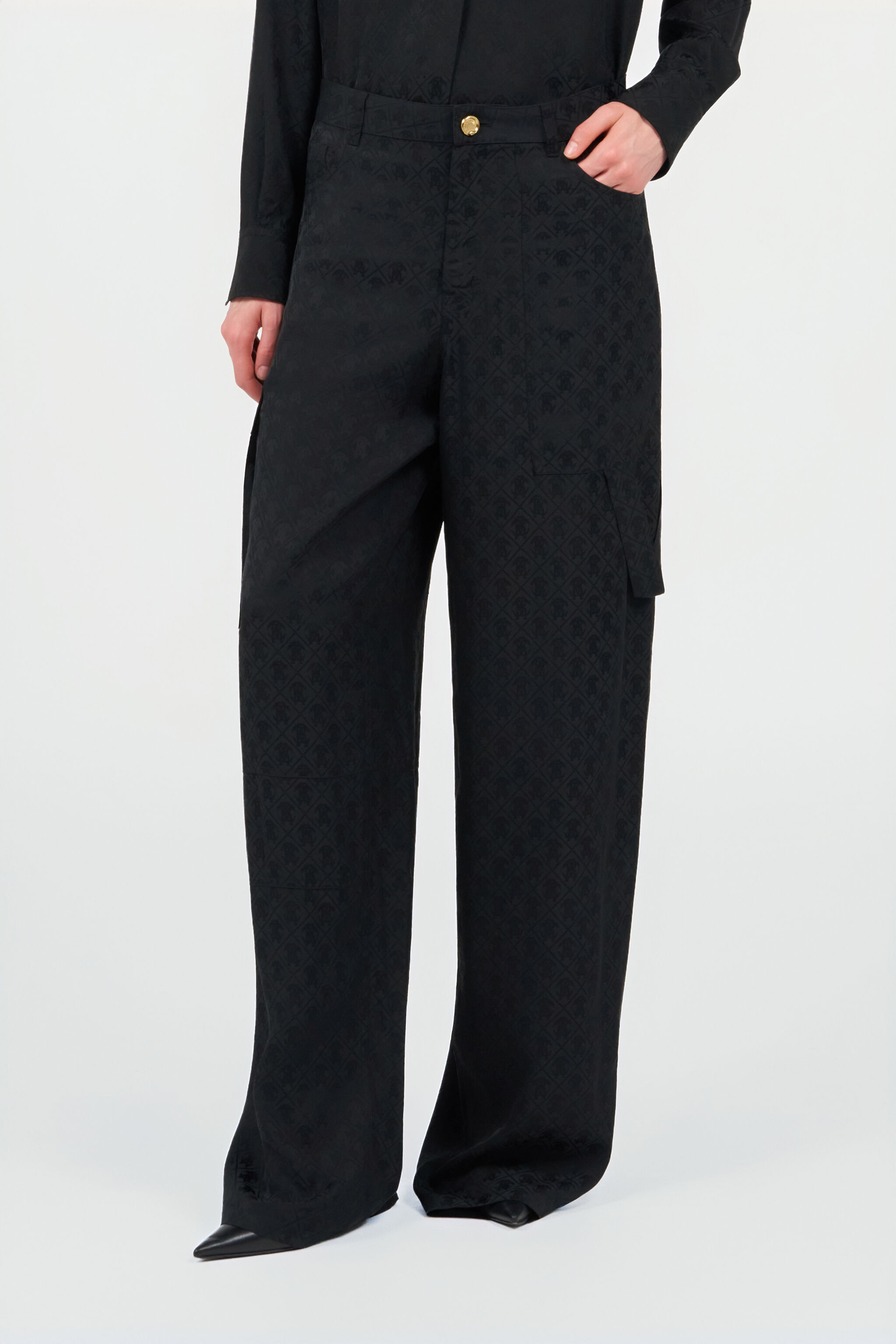Silk Cargo Trousers with Monogram RC - 3