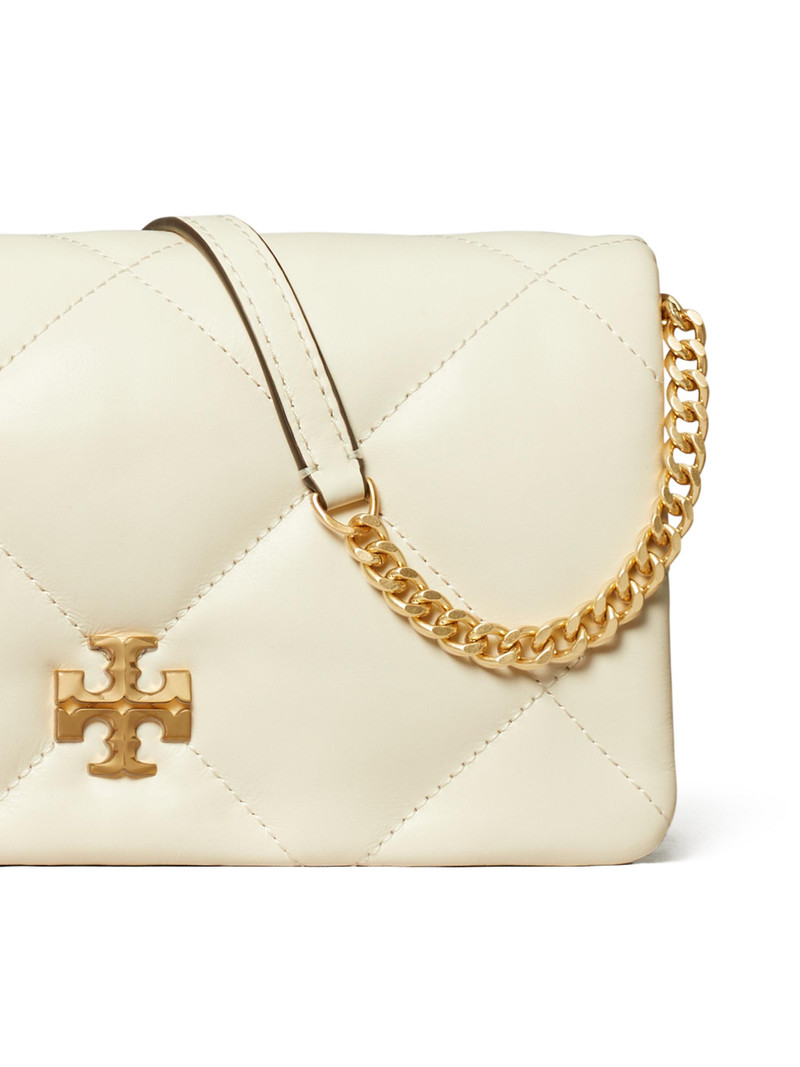 Women's Kira Diamond Leather Chain Wallet - Warm White 4
