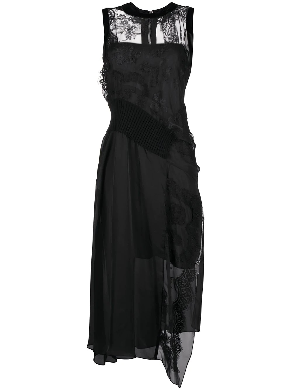 lace panel evening dress - 1