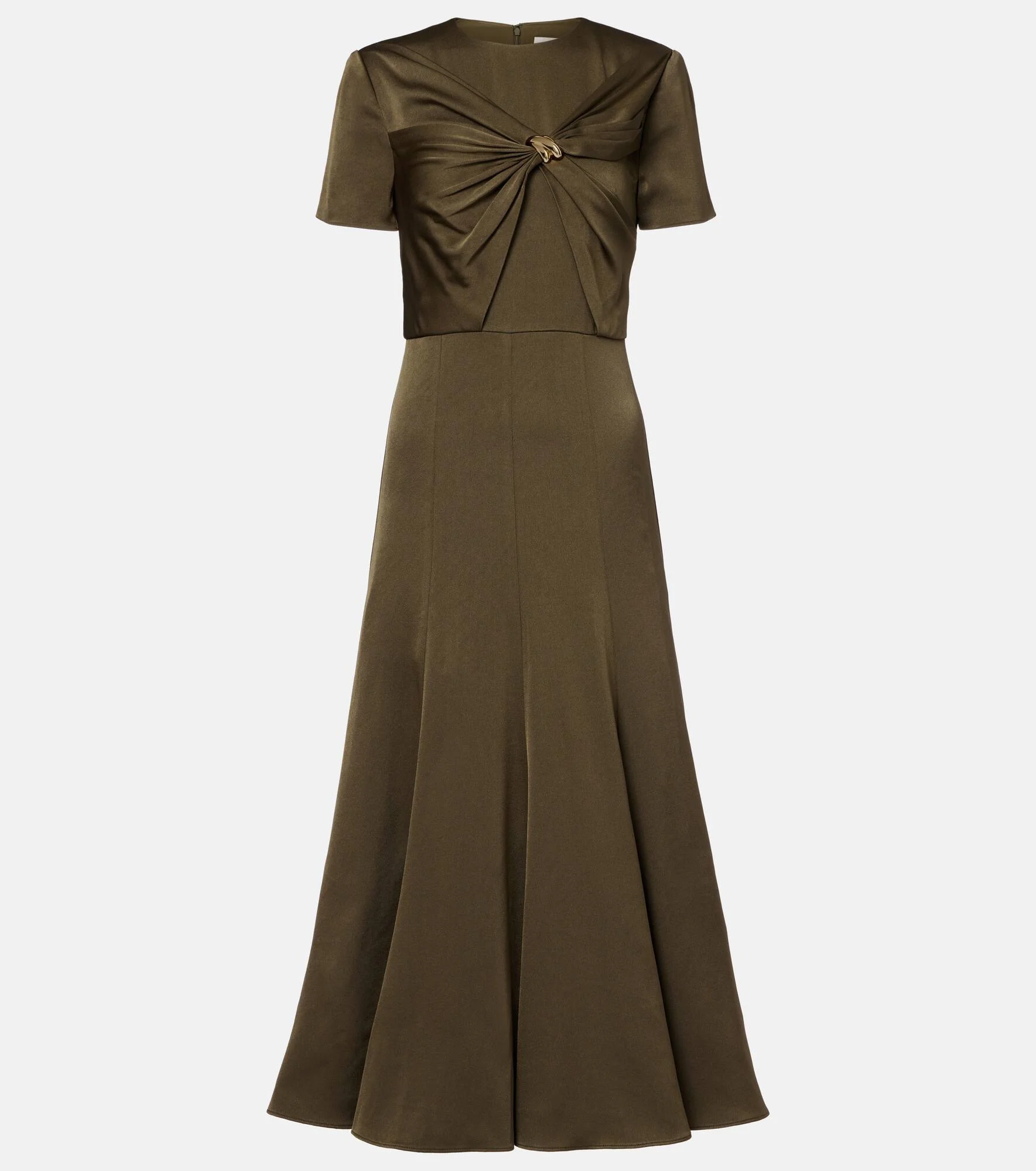 Gathered crêpe satin midi dress - 1