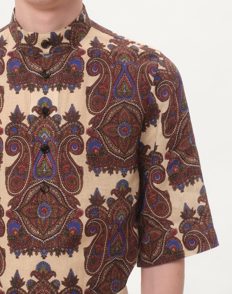 SHORT-SLEEVED LINEN KAFTAN WITH VOYAGE IMAGINAIRE PRINT 3