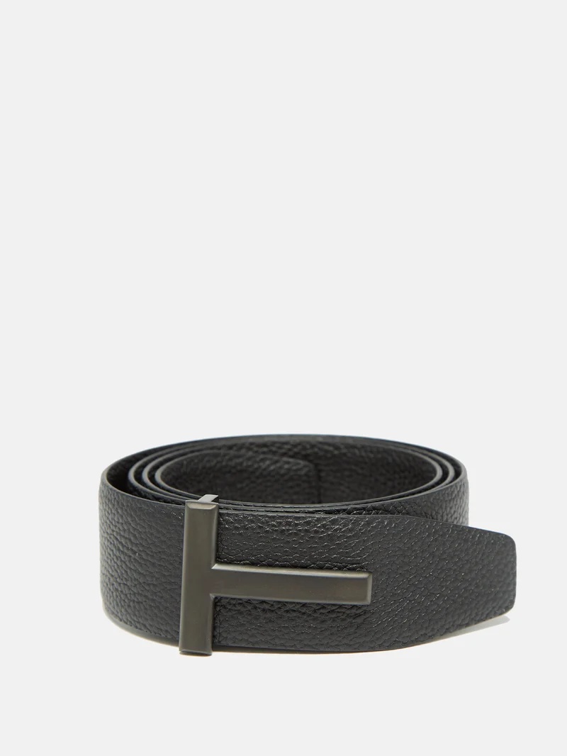 T-buckle full-grain leather belt - 1