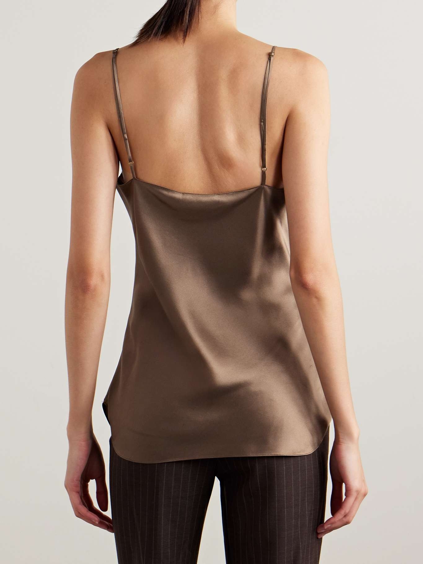 Isabella silk-satin camisole Brown - 4