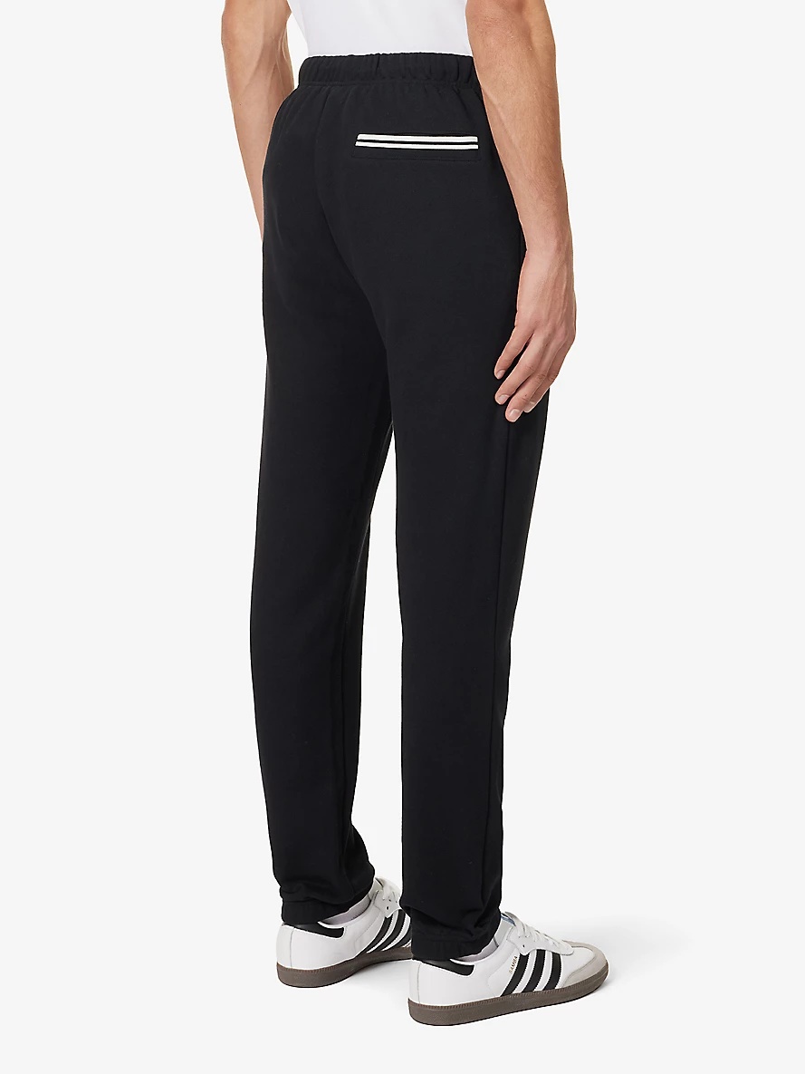 Logo-embroidered contrast-trim cotton-jersey jogging bottoms - 4