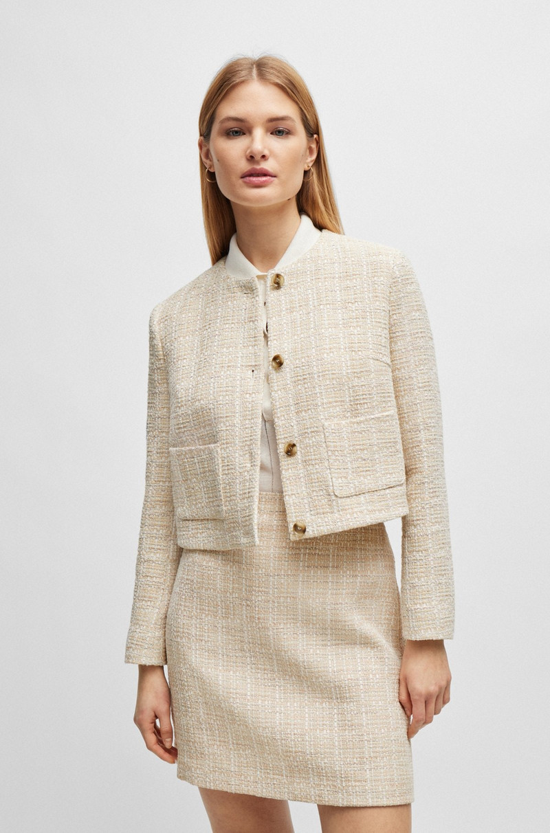 COLLARLESS REGULAR-FIT JACKET IN MELANGE TWEED 2