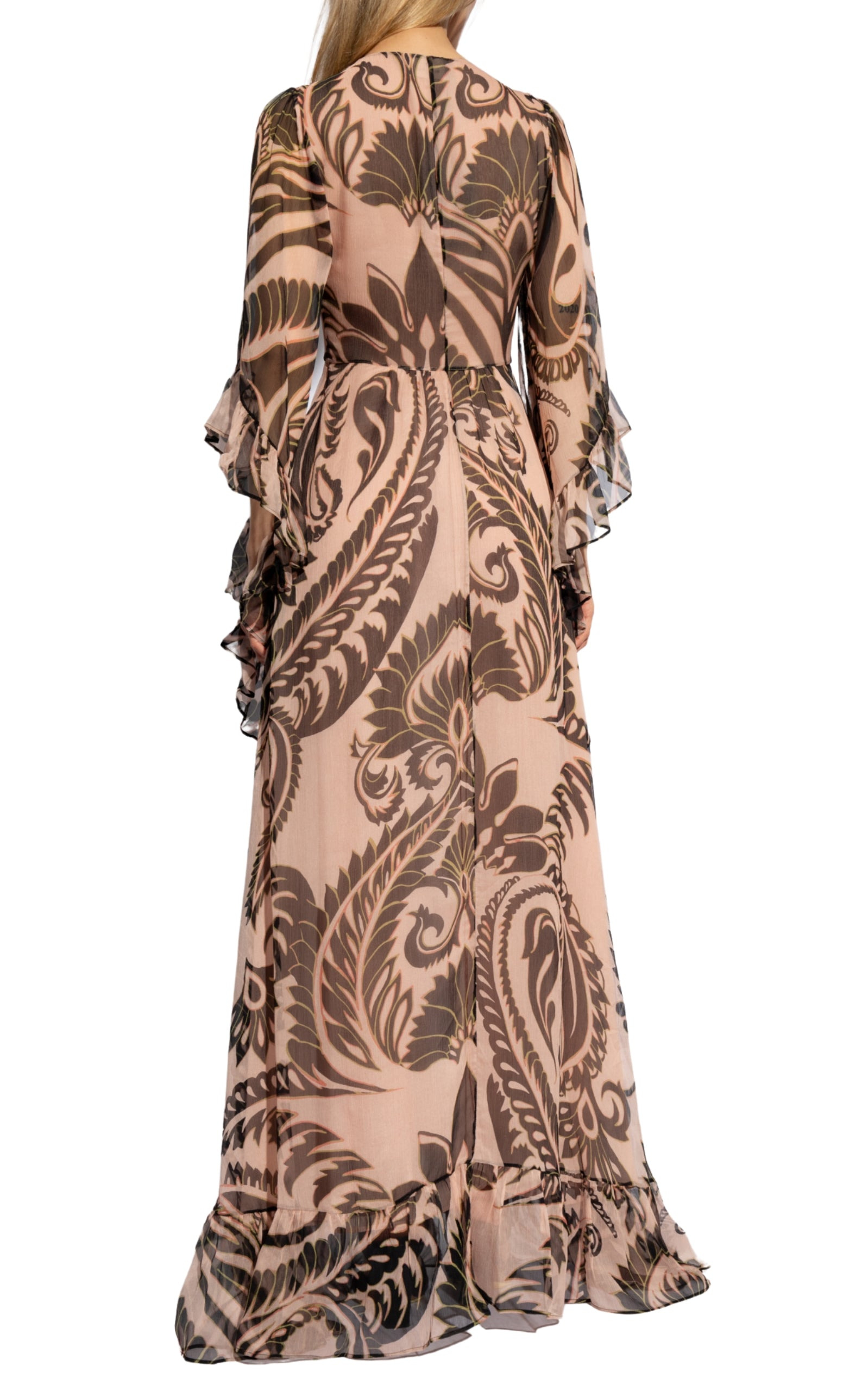 Printed V-neck Silk Dress - 4