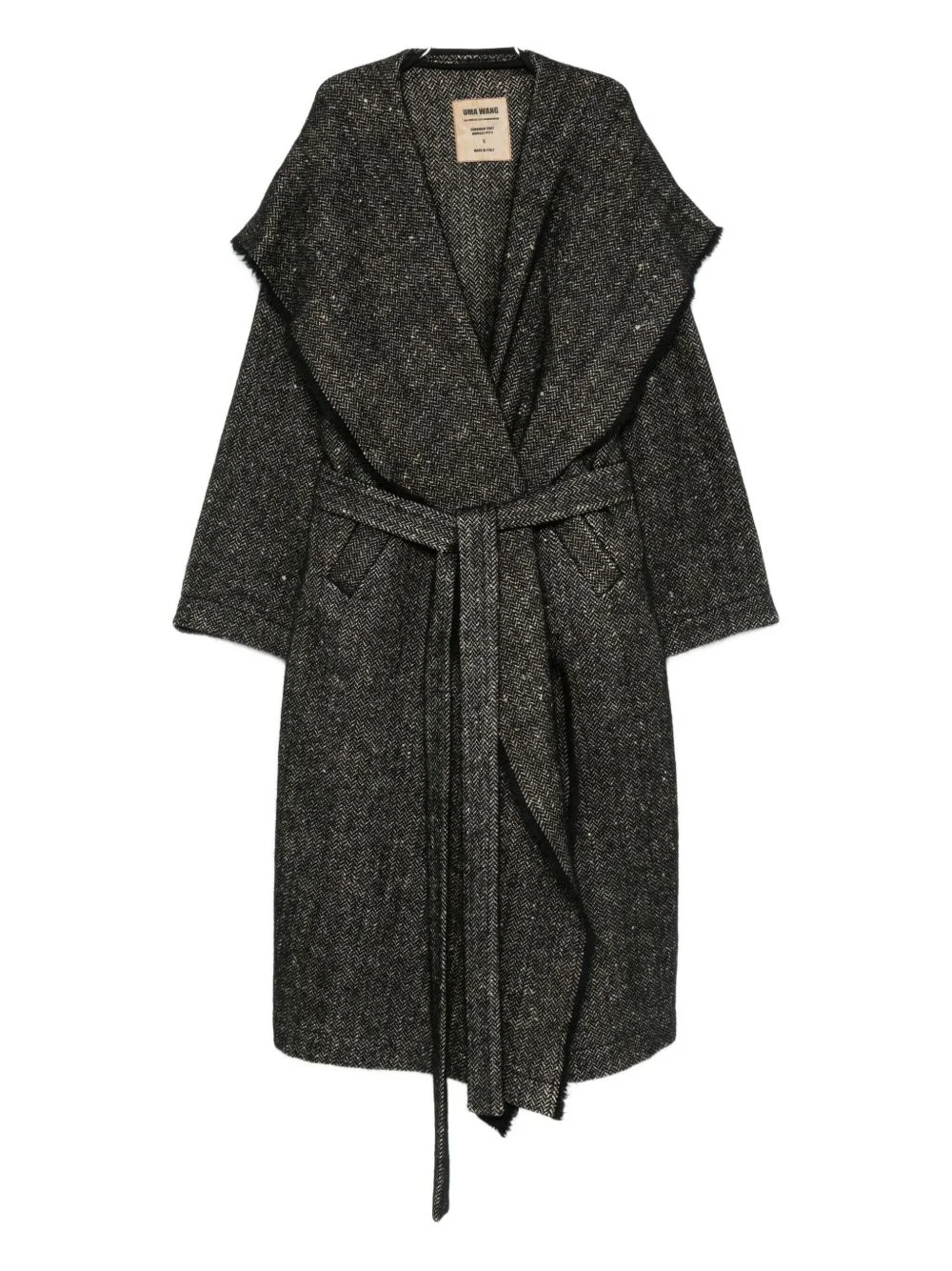 fringed-trim belted coat - 1