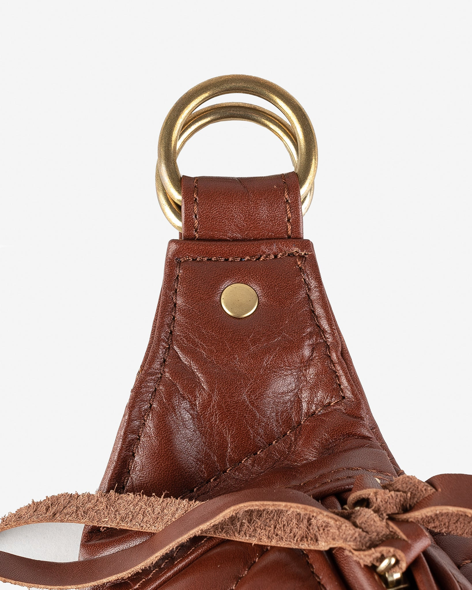 IHE-45-BRN Diamond Stitched Leather Waist Bag - Brown - 9