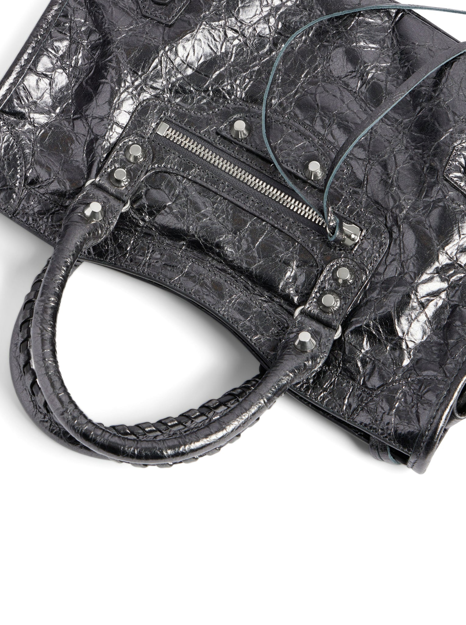 LE CITY SMALL METALLIC WOMEN`S BAG IN STEEL GREY - 5
