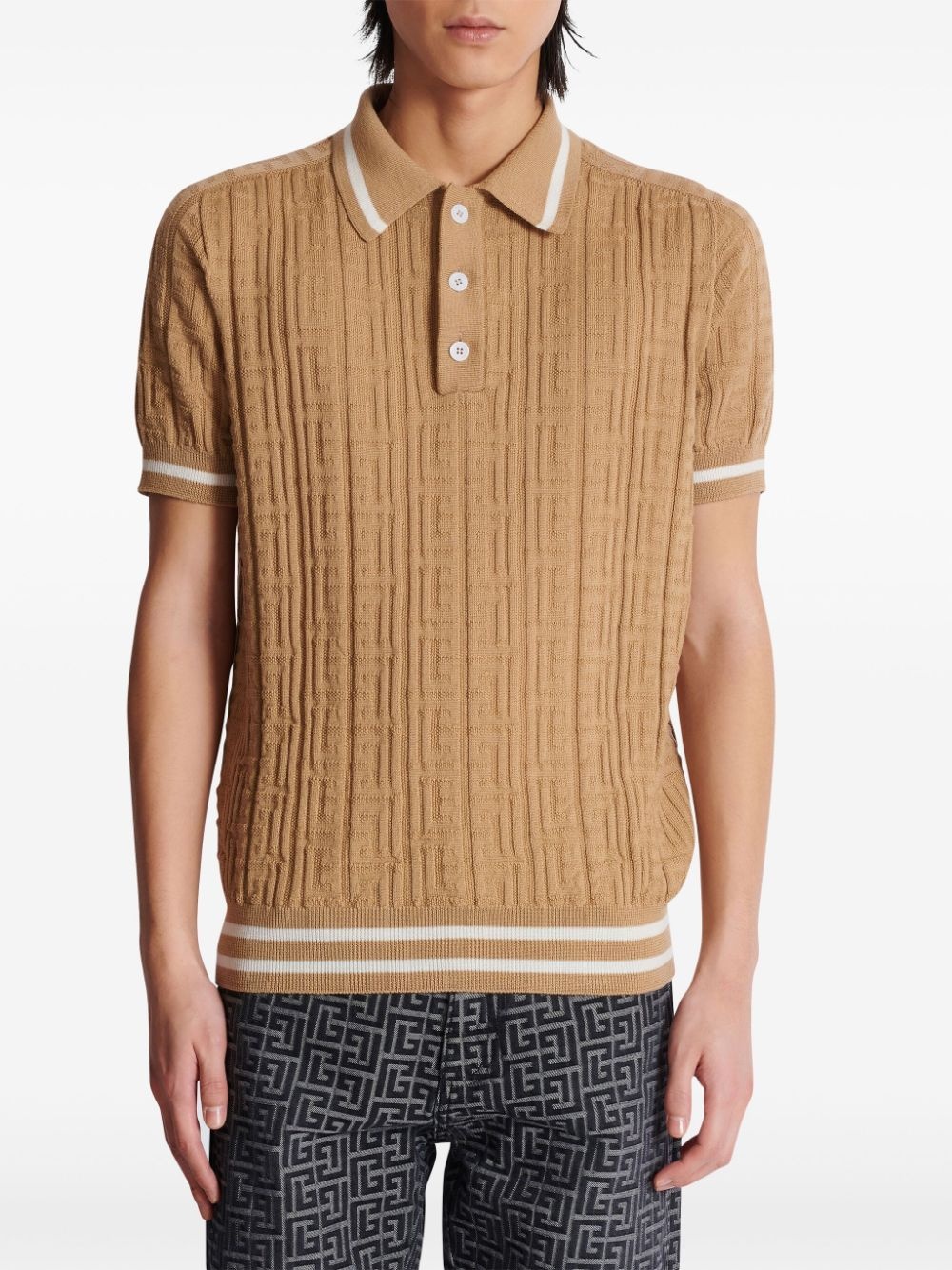 monogram-jacquard polo shirt - 6