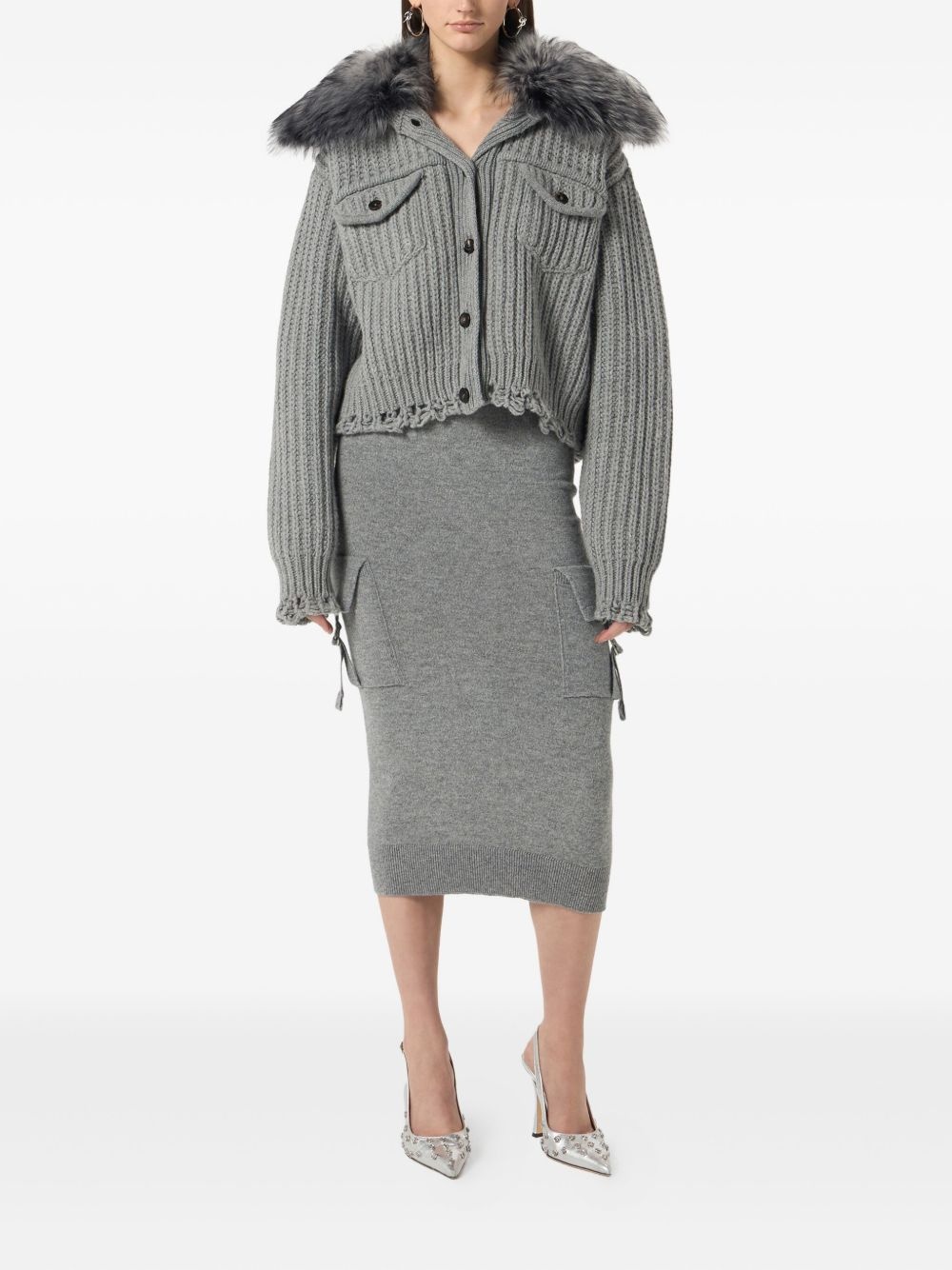 cropped ribbed cardigan - 2