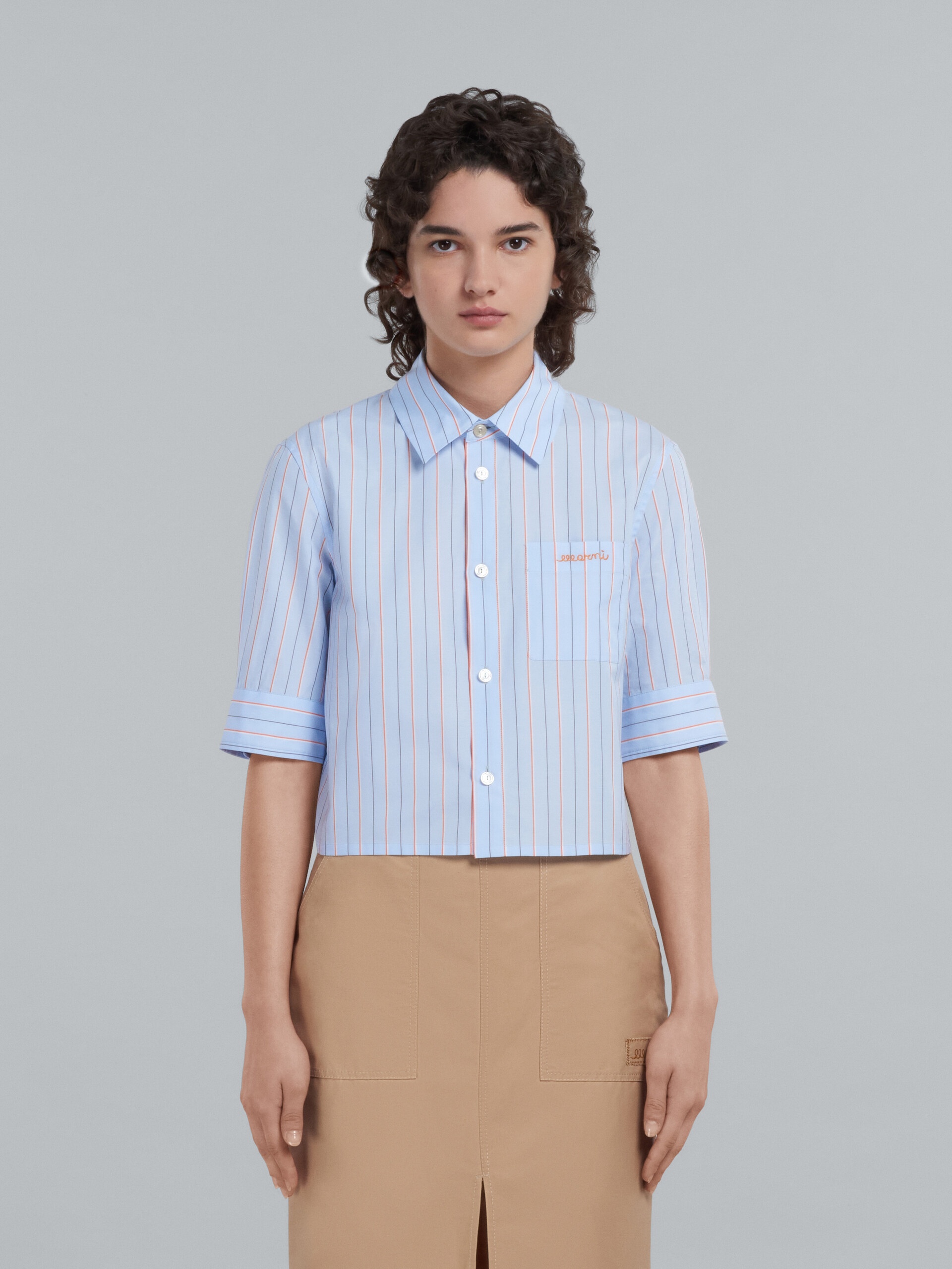 CROPPED LIGHT BLUE BIO POPLIN SHIRT - 2