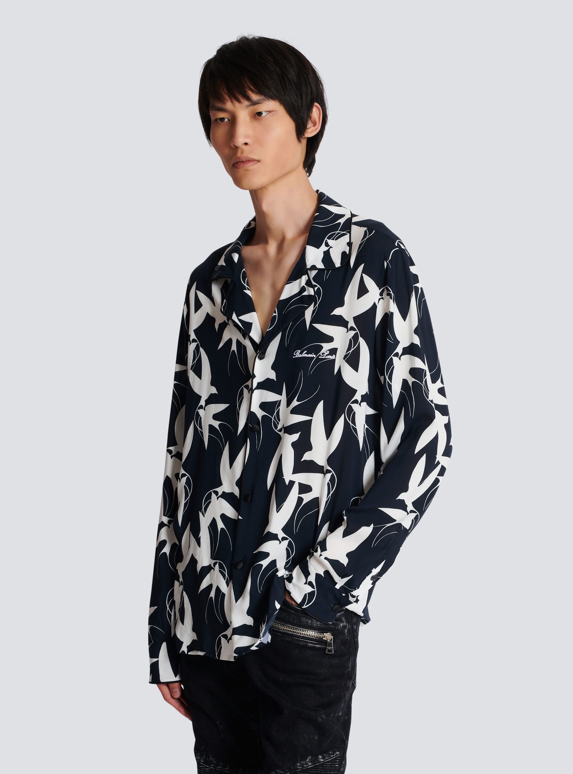 Loose shirt with Swallow print - 6