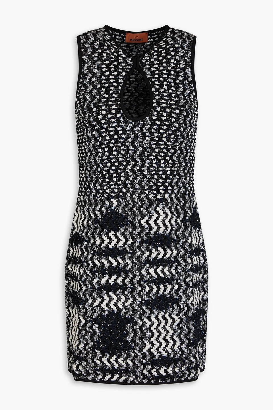 Cutout sequin-embellished jacquard-knit mini dress - 1