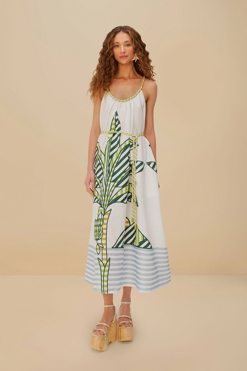 Off-White Banana Tree Euroflax™ Premium Linen Maxi Dress 1