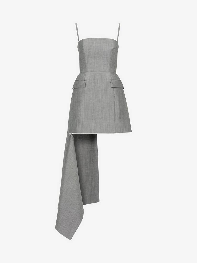 Women's Zip Slash Mini Dress in Black/ivory - 1