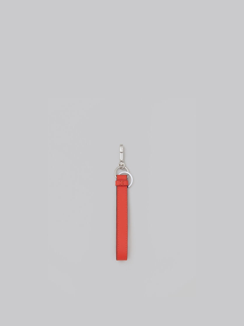 ORANGE SAFFIANO LEATHER KEYRING - 3