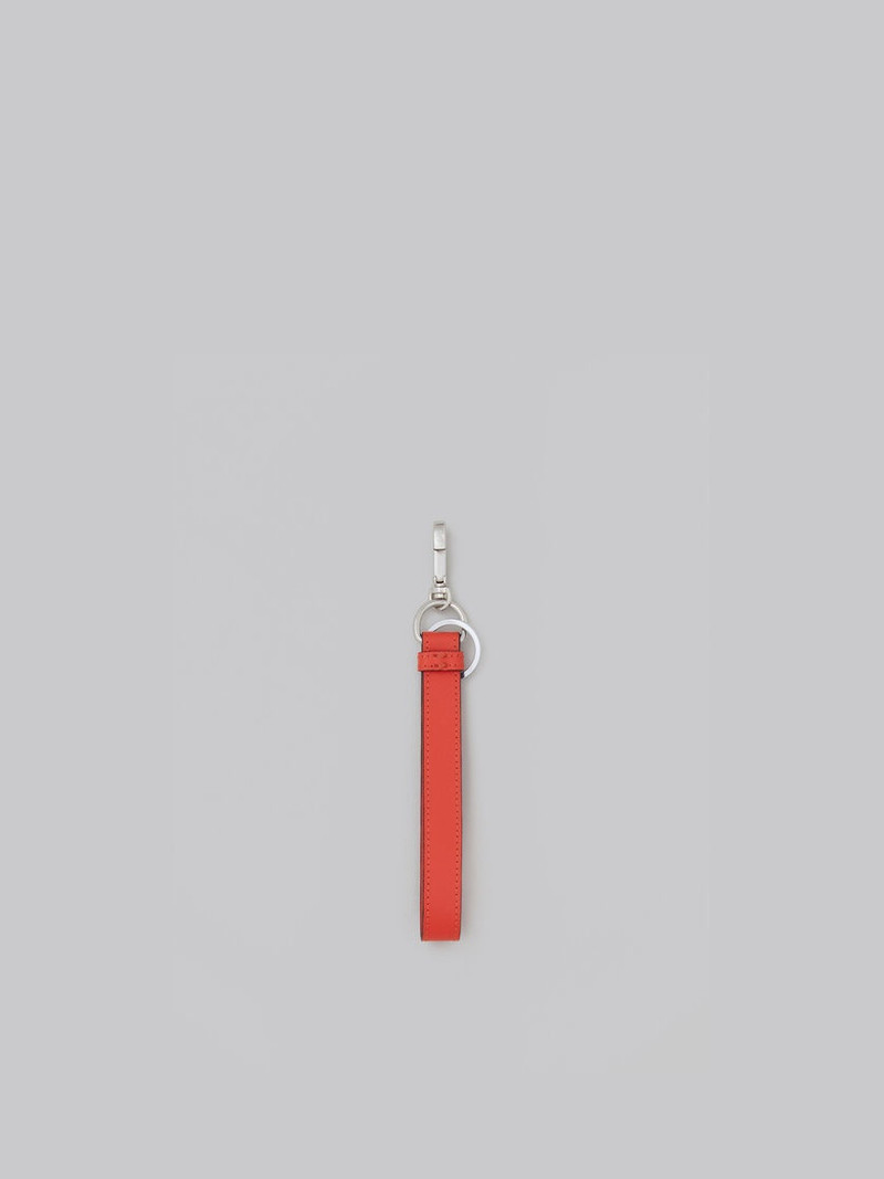 ORANGE SAFFIANO LEATHER KEYRING 3