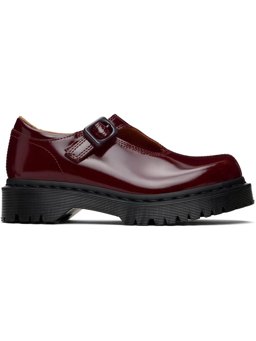 Burgundy Rejena Mary Jane Laquered Leather Loafers - 1