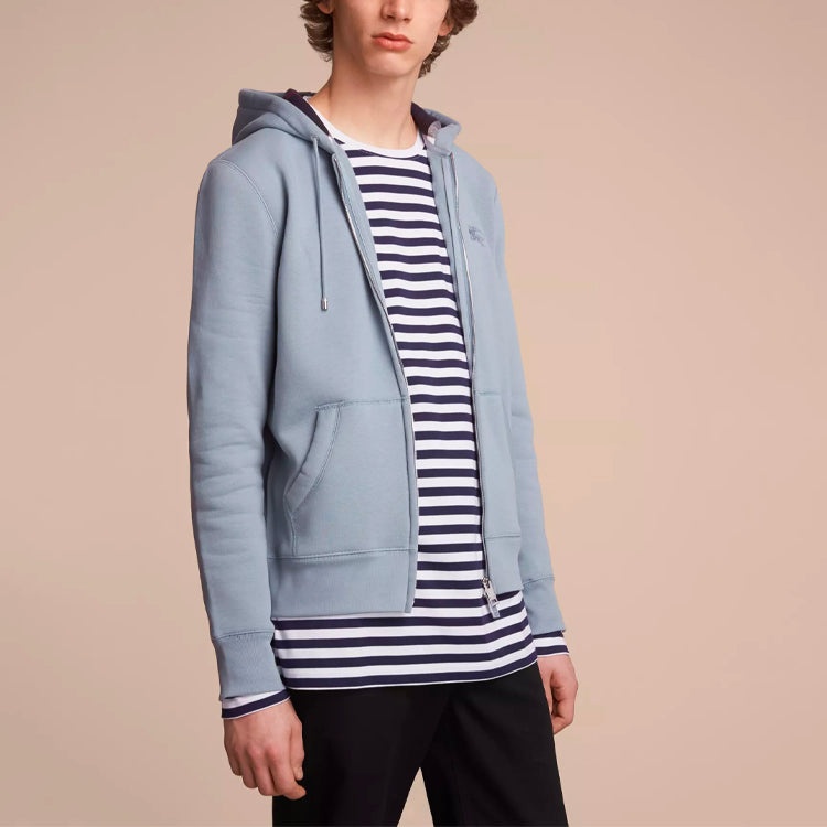 Men's Burberry hooded Zipper Jacket Light Blue 40569551 - 3