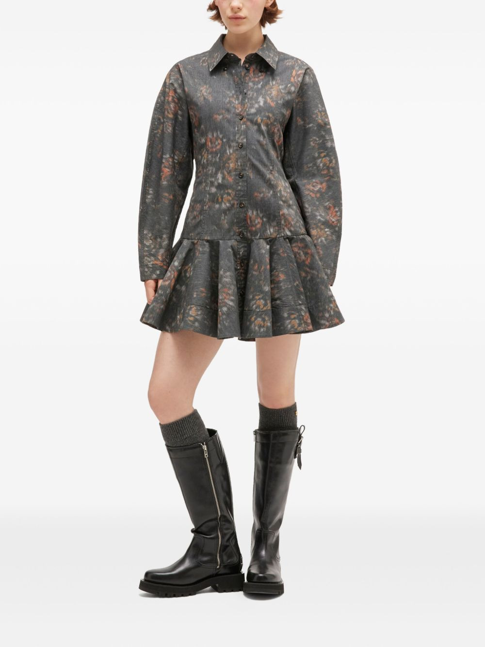printed buttoned dress - 2