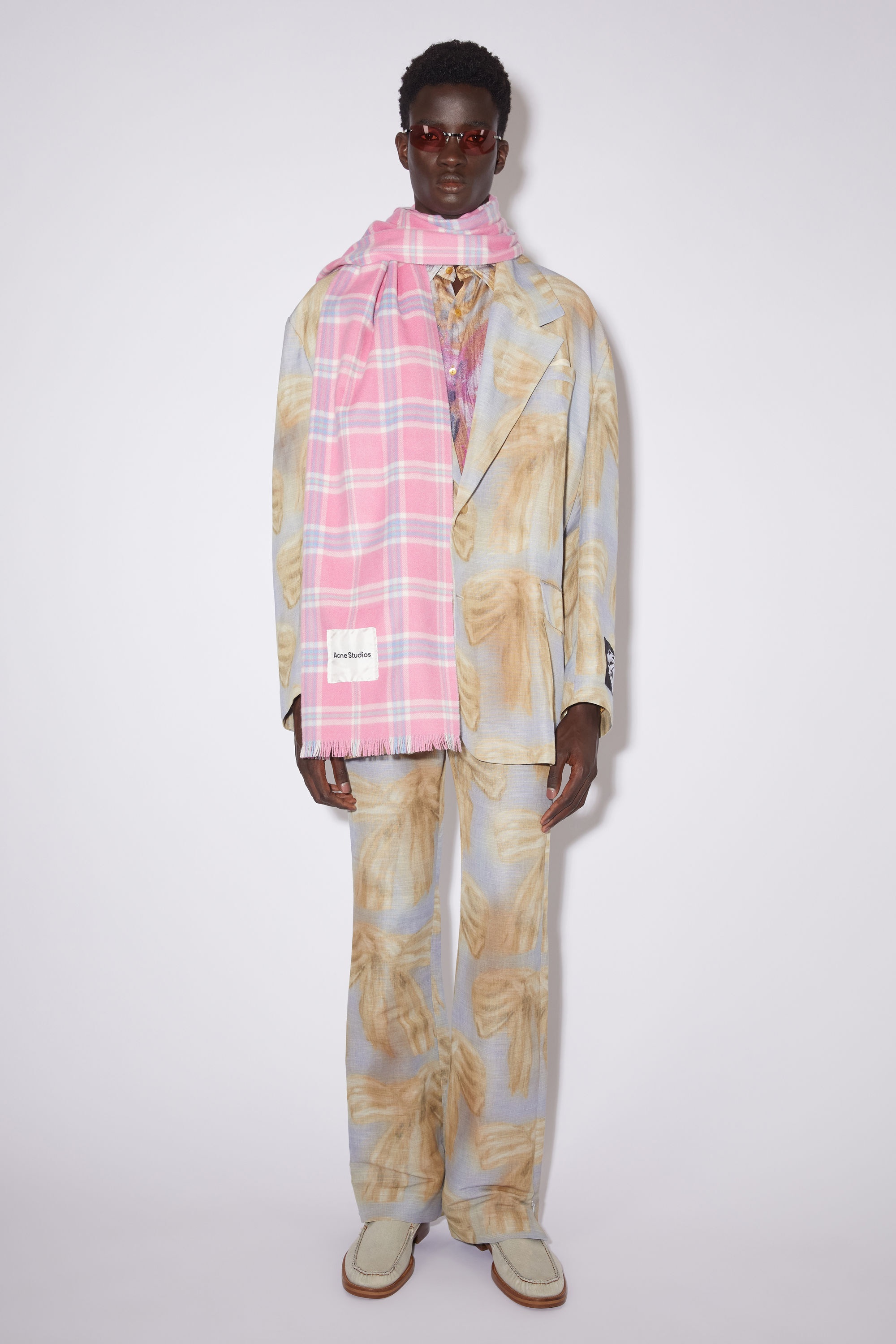 Plaid cashmere scarf - Bubblegum pink - 3