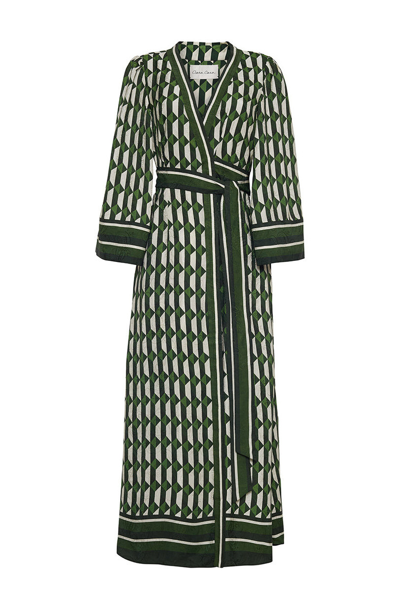 Woodford Dress Romantic Wrap Silhouette with Bell Sleeves 1
